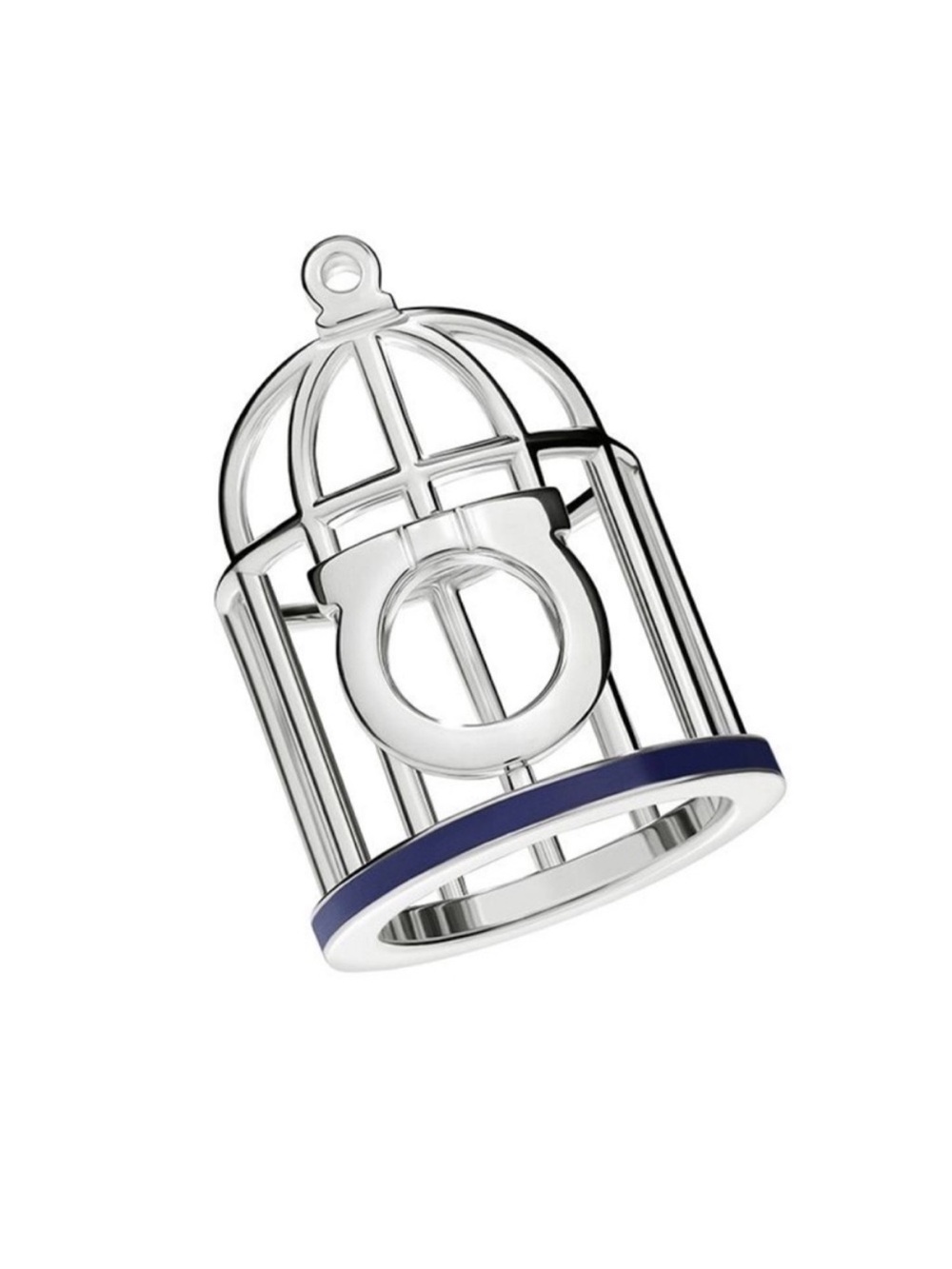 New Salvatore Ferragamo libert sterling silver cage enamel ring